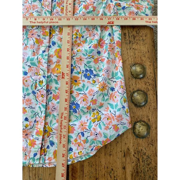 St Johns Bay Womens Floral Button-Down Shirt M 100% Cotton Long Sleeve Collared - Picture 6 of 6